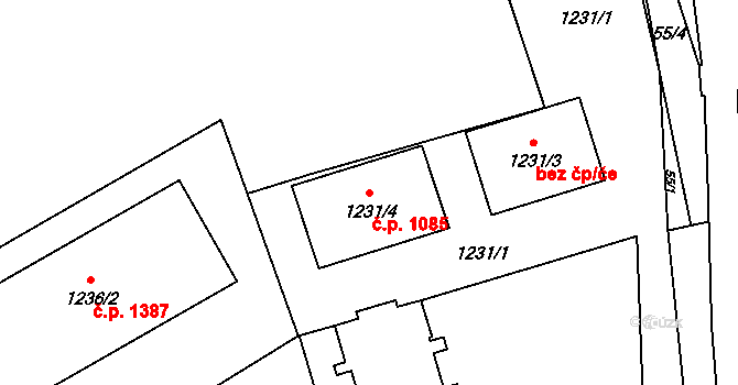 Vratimov 1085 na parcele st. 1231/4 v KÚ Vratimov, Katastrální mapa
