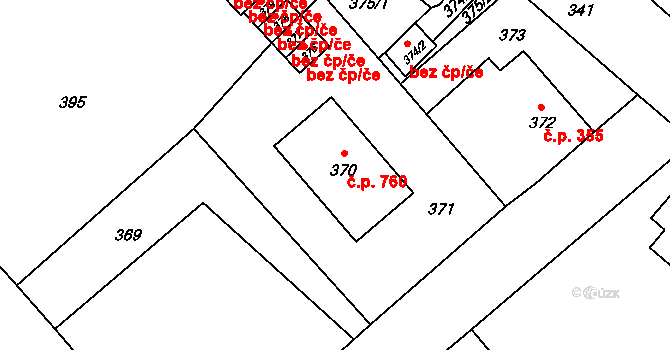 Nový Bor 760 na parcele st. 370 v KÚ Nový Bor, Katastrální mapa