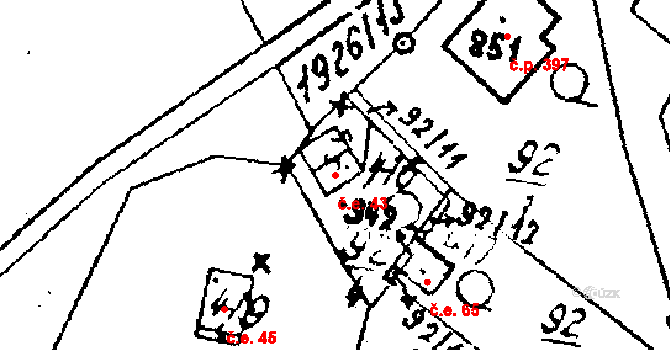 Luleč 43 na parcele st. 416 v KÚ Luleč, Katastrální mapa