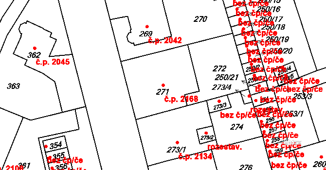 Kladno 2168 na parcele st. 271 v KÚ Kladno, Katastrální mapa