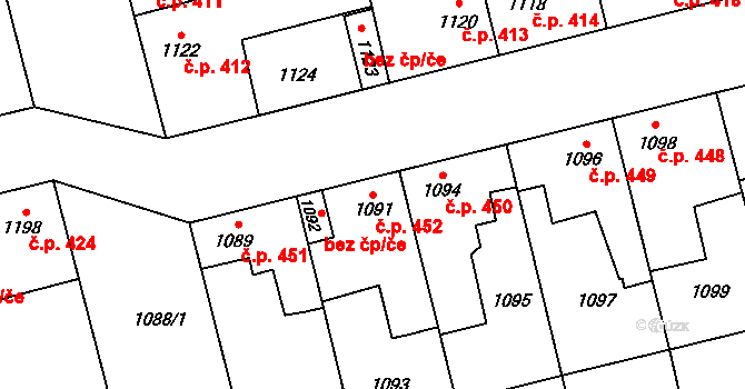 Libušín 452 na parcele st. 1091 v KÚ Libušín, Katastrální mapa