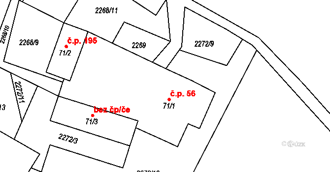 Novosedly nad Nežárkou 56 na parcele st. 71/1 v KÚ Novosedly nad Nežárkou, Katastrální mapa