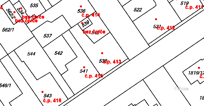 Buštěhrad 413 na parcele st. 538 v KÚ Buštěhrad, Katastrální mapa