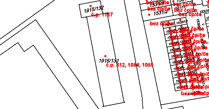 Třeboň II 812,1054,1055, Třeboň na parcele st. 1915/131 v KÚ Třeboň, Katastrální mapa