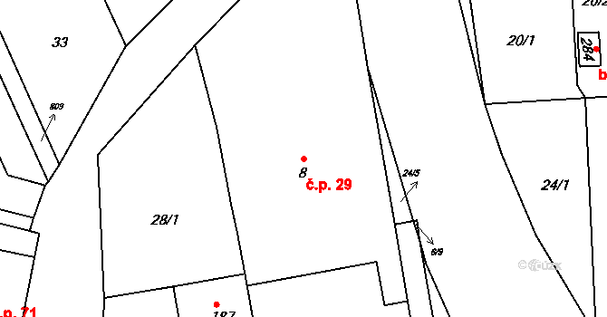 Habartice 29 na parcele st. 8 v KÚ Habartice u Frýdlantu, Katastrální mapa