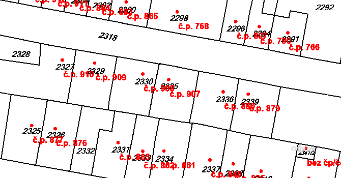 Tachov 907 na parcele st. 2335 v KÚ Tachov, Katastrální mapa