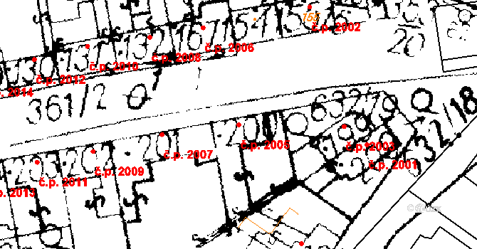 Podlusky 2005, Roudnice nad Labem na parcele st. 200 v KÚ Podlusky, Katastrální mapa
