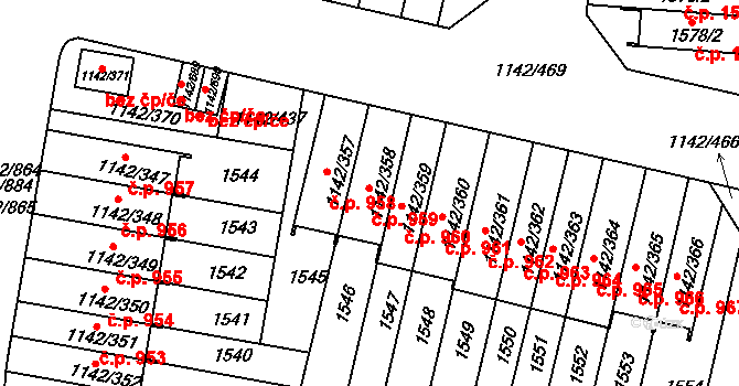 Řepy 959, Praha na parcele st. 1142/358 v KÚ Řepy, Katastrální mapa