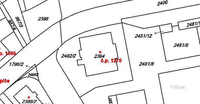 Kobylisy 1270, Praha na parcele st. 2394 v KÚ Kobylisy, Katastrální mapa