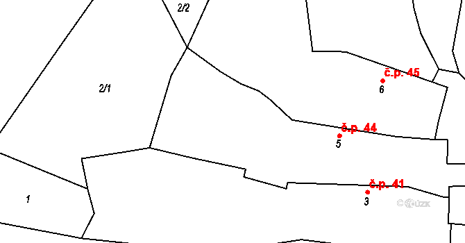 Čečelovice 44 na parcele st. 5 v KÚ Čečelovice, Katastrální mapa