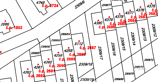 Dvůr Králové nad Labem 2687 na parcele st. 5112 v KÚ Dvůr Králové nad Labem, Katastrální mapa