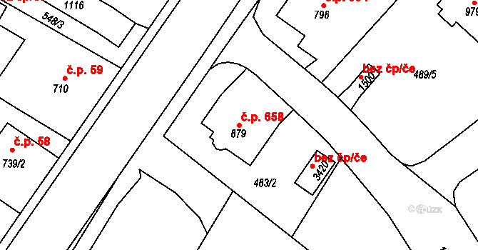 Vrchlabí 658 na parcele st. 879 v KÚ Vrchlabí, Katastrální mapa