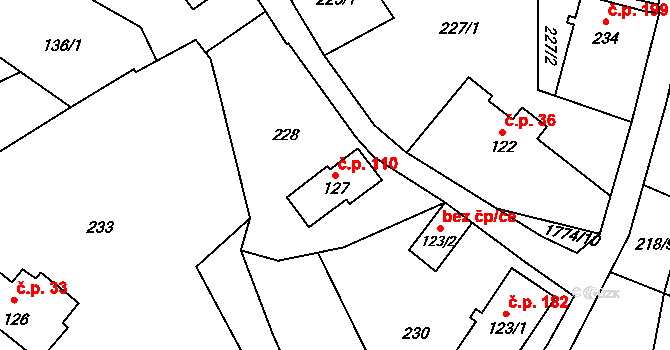Dětřichov 110 na parcele st. 127 v KÚ Dětřichov u Frýdlantu, Katastrální mapa