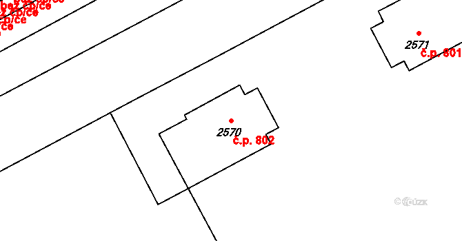 Předměstí 802, Opava na parcele st. 2570 v KÚ Opava-Předměstí, Katastrální mapa