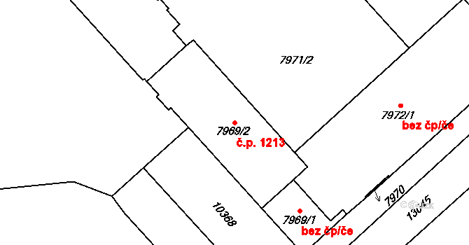 Jižní Předměstí 1213, Plzeň na parcele st. 7969/2 v KÚ Plzeň, Katastrální mapa