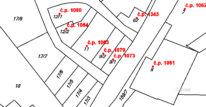 Litovel 1079 na parcele st. 9/2 v KÚ Chořelice, Katastrální mapa