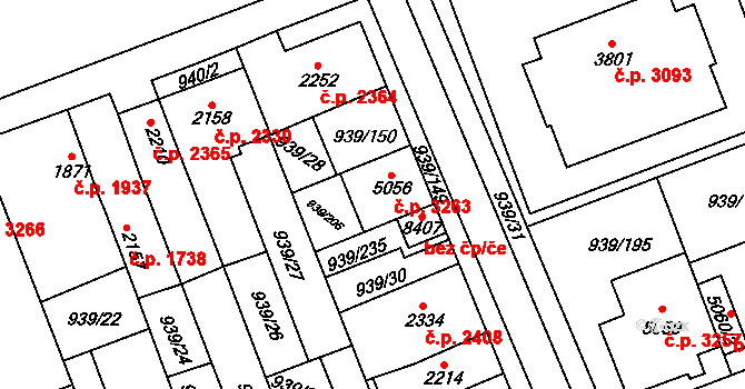 Hodonín 3263 na parcele st. 5056 v KÚ Hodonín, Katastrální mapa