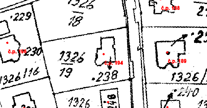 Dlouhý Újezd 194 na parcele st. 238 v KÚ Dlouhý Újezd, Katastrální mapa