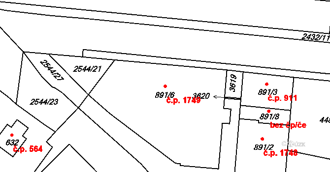 Humpolec 1749 na parcele st. 891/6 v KÚ Humpolec, Katastrální mapa