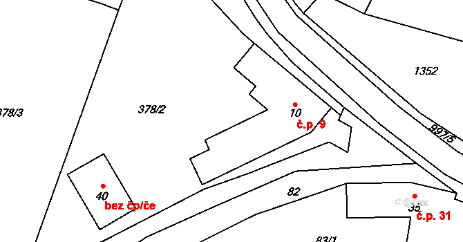Louka 9, Jemnice na parcele st. 10 v KÚ Louka u Jemnice, Katastrální mapa