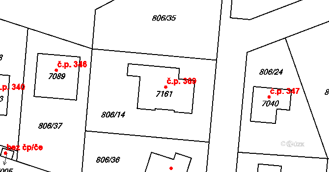 Václavské Předměstí 369, Písek na parcele st. 7161 v KÚ Písek, Katastrální mapa