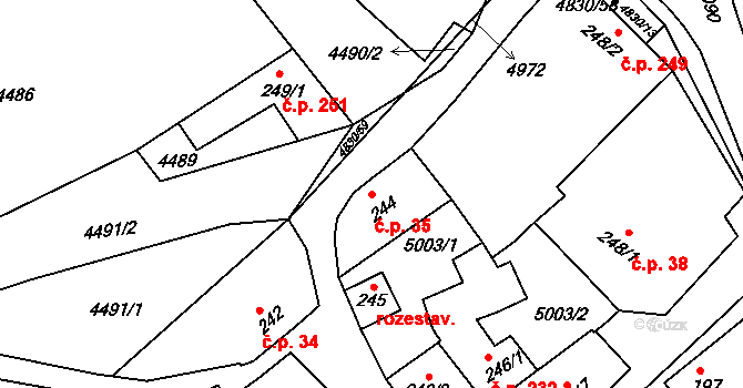 Boršice 35 na parcele st. 244 v KÚ Boršice u Buchlovic, Katastrální mapa