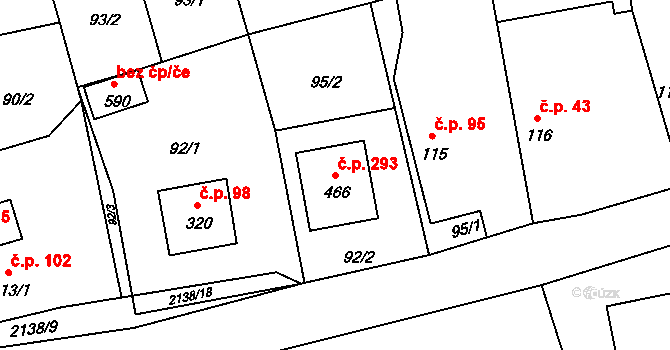 Čechtice 293 na parcele st. 466 v KÚ Čechtice, Katastrální mapa
