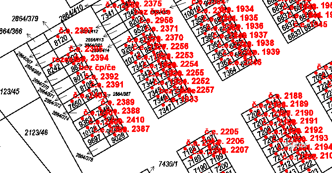 Hodonín 2255 na parcele st. 7353 v KÚ Hodonín, Katastrální mapa