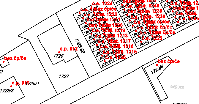 Kopřivnice 1207 na parcele st. 1705/22 v KÚ Kopřivnice, Katastrální mapa