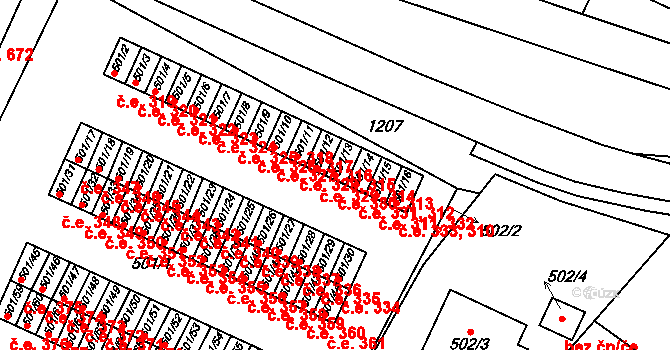 Bystřice nad Pernštejnem 313,330 na parcele st. 501/13 v KÚ Bystřice nad Pernštejnem, Katastrální mapa