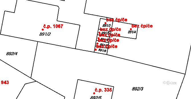 Třešť 38667932 na parcele st. 891/8 v KÚ Třešť, Katastrální mapa