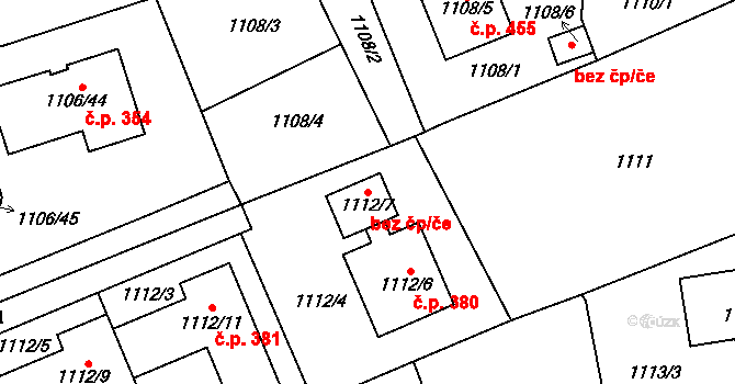 Zruč-Senec 39674932 na parcele st. 1112/7 v KÚ Senec u Plzně, Katastrální mapa