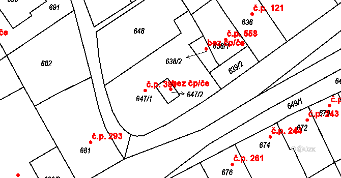 Jedovnice 41710932 na parcele st. 647/2 v KÚ Jedovnice, Katastrální mapa