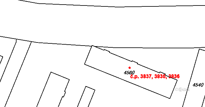 Zlín 3835,3836,3837 na parcele st. 4560 v KÚ Zlín, Katastrální mapa
