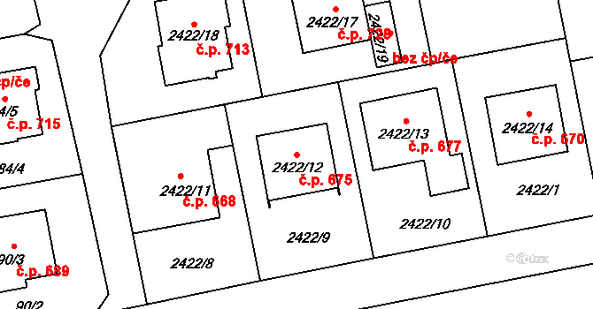 Bolatice 675 na parcele st. 2422/12 v KÚ Bolatice, Katastrální mapa