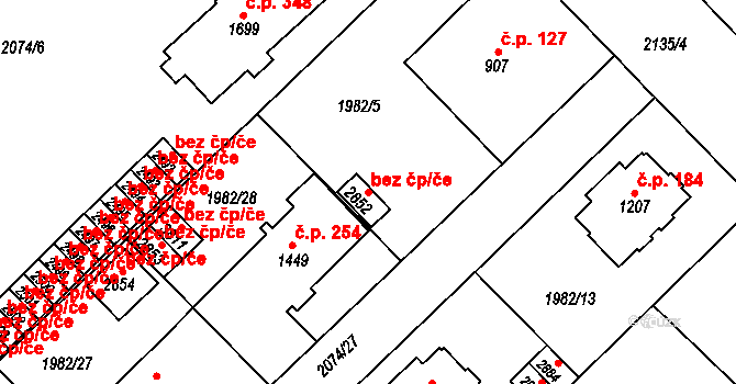 Trutnov 48532932 na parcele st. 2852 v KÚ Trutnov, Katastrální mapa