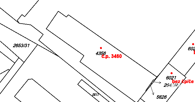 Břeclav 3460 na parcele st. 4356 v KÚ Břeclav, Katastrální mapa