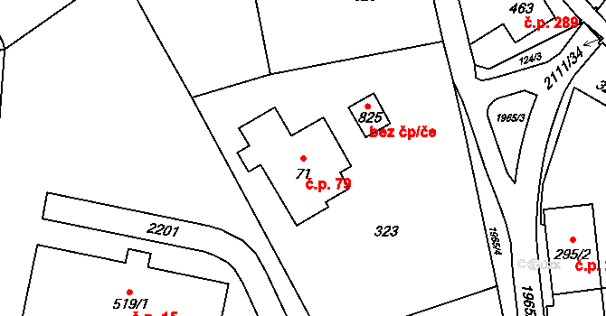 Svratouch 79 na parcele st. 71 v KÚ Svratouch, Katastrální mapa