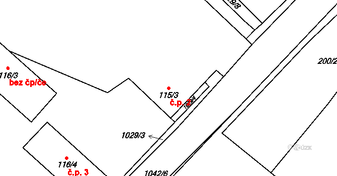Zaječice 2 na parcele st. 115/3 v KÚ Zaječice u Chrudimi, Katastrální mapa