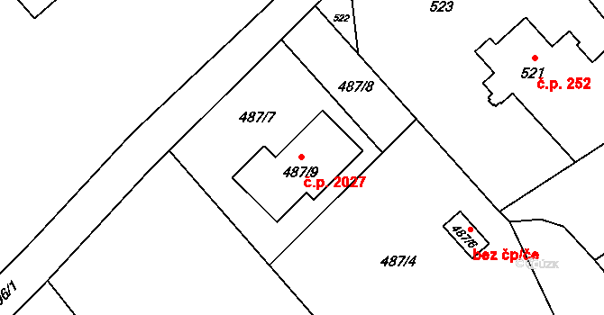 Hlučín 2027 na parcele st. 487/9 v KÚ Hlučín, Katastrální mapa