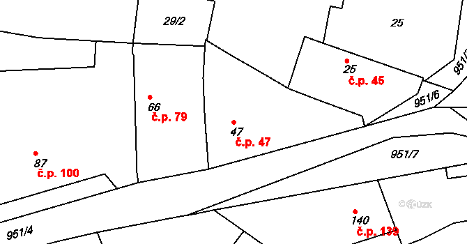 Smrkovice 47, Písek na parcele st. 47 v KÚ Smrkovice, Katastrální mapa