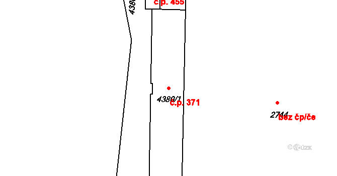 Pražské Předměstí 371, Písek na parcele st. 4380/1 v KÚ Písek, Katastrální mapa