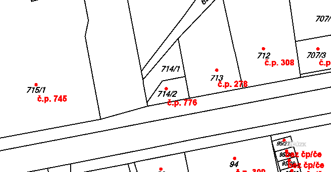 Nýřany 776 na parcele st. 714/2 v KÚ Nýřany, Katastrální mapa