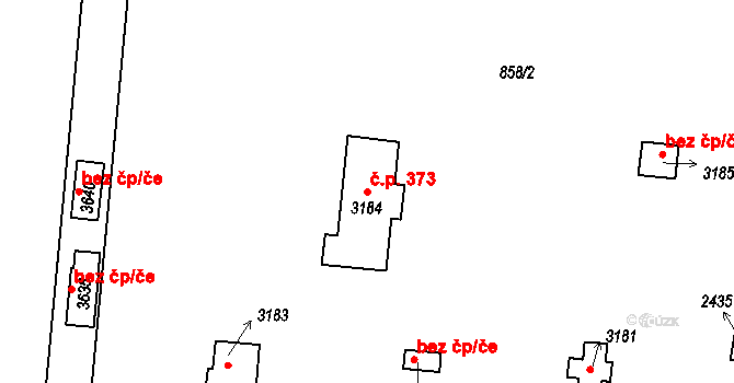 Slaný 373 na parcele st. 3184 v KÚ Slaný, Katastrální mapa