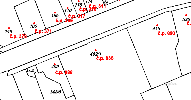 Kralupy nad Vltavou 935 na parcele st. 462/1 v KÚ Lobeč, Katastrální mapa