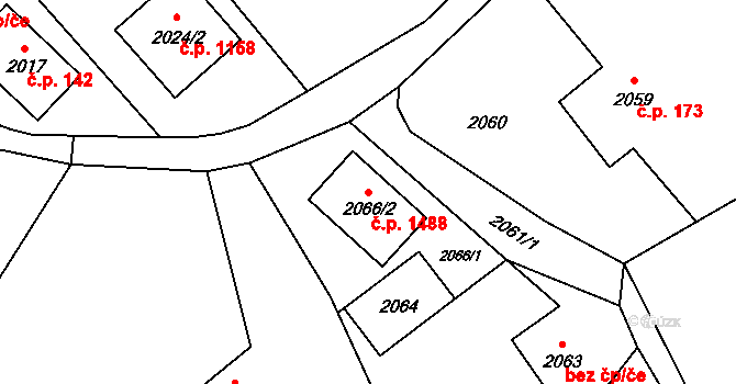 Bystřice 1488 na parcele st. 2066/2 v KÚ Bystřice nad Olší, Katastrální mapa