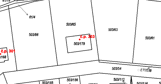 Chlum 303, Křemže na parcele st. 503/179 v KÚ Chlum u Křemže, Katastrální mapa