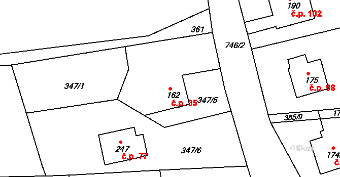 Lipovka 35, Rychnov nad Kněžnou na parcele st. 162 v KÚ Lipovka u Rychnova nad Kněžnou, Katastrální mapa