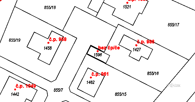 Lišov 102809933 na parcele st. 1596 v KÚ Lišov, Katastrální mapa