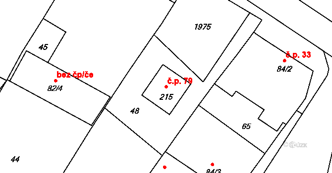 Češnovice 79, Pištín na parcele st. 215 v KÚ Češnovice, Katastrální mapa